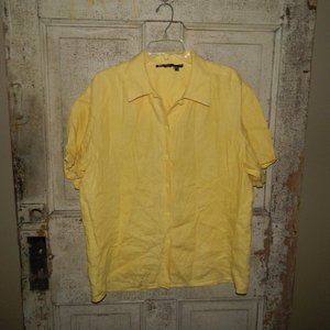 IB Diffusion Linen Button Front Shirt Blouse Size 12 (P-17)